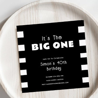 Invitation C'est le Big One Black & White Stripes Adulte