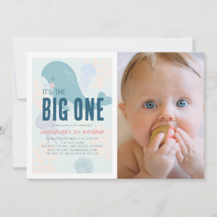 Invitation C'est le Big One Blue Whale 1st Birthday Photo
