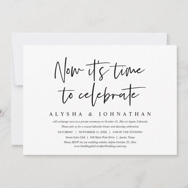 Invitation C'est le moment de célébrer, mariage décontracté e (Devant)
