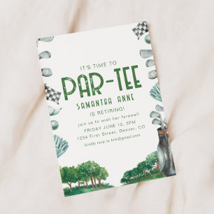 Invitation C'est l'heure de faire la fête Golf Thème Retraite