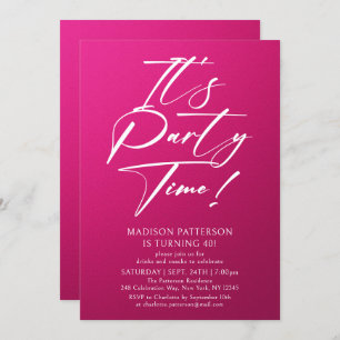 Invitation C'est l'heure de la fête 40e fête d'anniversaire S