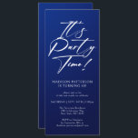 Invitation C'est l'heure de la fête 40e fête d'anniversaire S<br><div class="desc">It's Party Time 40th Quarantième anniversaire Party Simple Elegant Invitation Invitation présente un design minimaliste avec le texte "It's Party Time!" dans la typographie de script de calligraphie blanche moderne et personnalisé ci-dessous avec votre texte personnalisé. Le style et la couleur de police de texte modifiables peuvent être modifiés avec...</div>