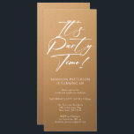 Invitation C'est l'heure de la fête 40e fête d'anniversaire S<br><div class="desc">It's Party Time 40th Quarantième anniversaire Party Simple Elegant Invitation Invitation présente un design minimaliste avec le texte "It's Party Time!" dans la typographie de script de calligraphie blanche moderne et personnalisé ci-dessous avec votre texte personnalisé. Le style et la couleur de police de texte modifiables peuvent être changés avec...</div>
