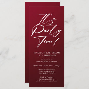 Invitation C'est l'heure de la fête 40e fête d'anniversaire S