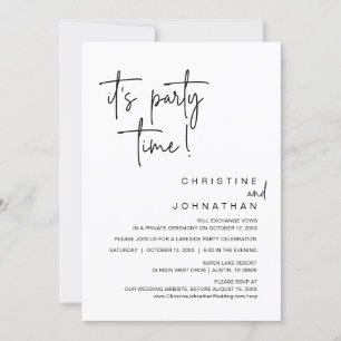 Invitation C'est l'heure de la fête, le dîner Mariage Elopeme