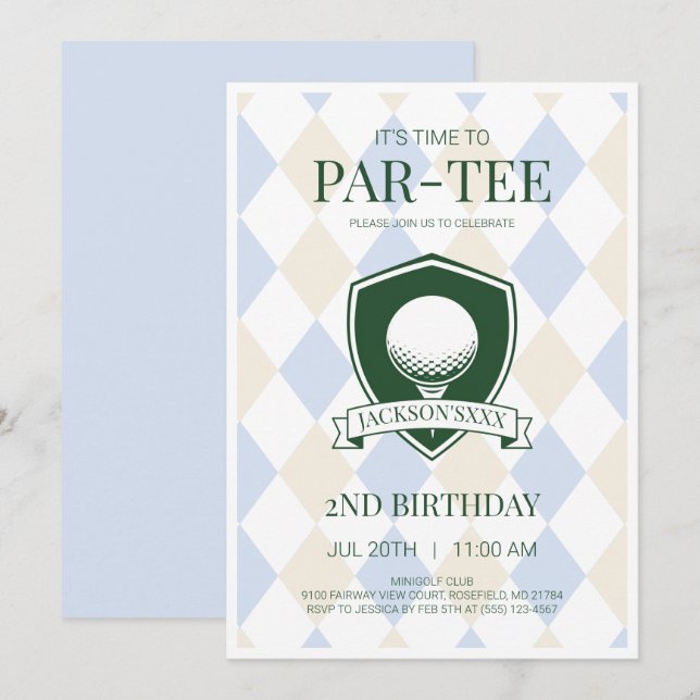 Invitation C'est l'heure de la fête Par-Tee Blue Boys Golf 2e (Devant / Derrière)