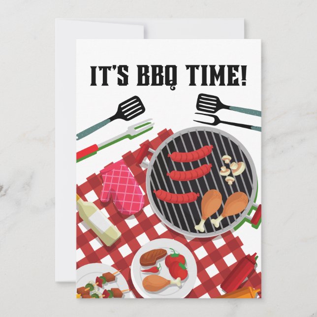 Invitation C'est l'heure du barbecue, le barbecue d'été (Devant)