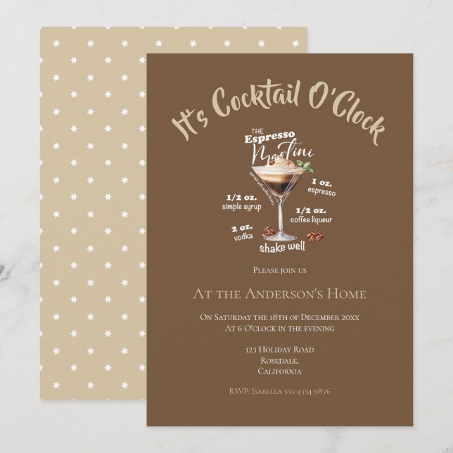 Invitation C'est l'heure du cocktail Boisson brune Fête de No (Devant / Derrière)