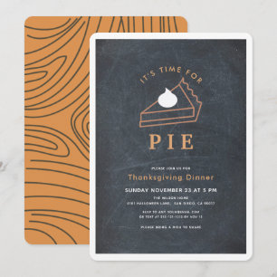 Invitation C'est l'heure du dîner de Thanksgiving Pie Chalkbo