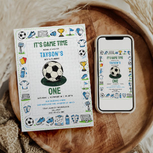 Invitation C'est l'heure du jeu anniversaire foot 1 an