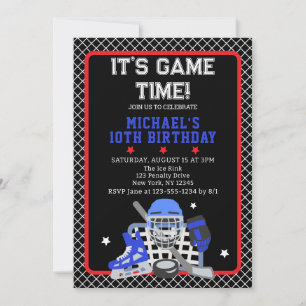 INVITATION C'EST L'HEURE DU JEU HOCKEY ANNIVERSAIRE