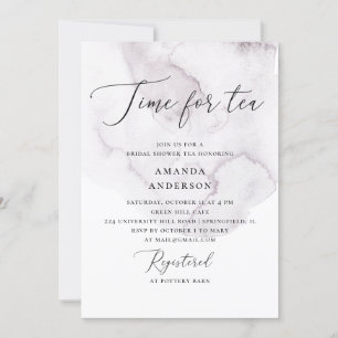 Invitation C'est l'heure du thé. Douche nuptiale pourpre aqua