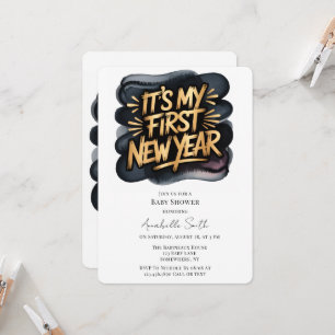 Invitation C'est ma première nouvelle année en Baby Shower Bl