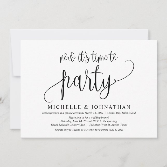 Invitation C'est maintenant temps de faire la fête, mariage a (Devant)