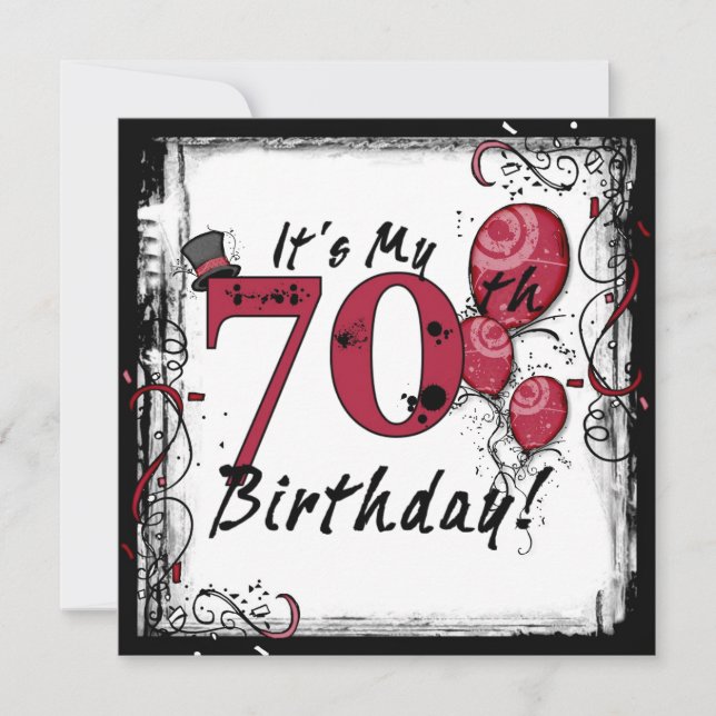 Invitation C'est mes 70 ans de fête d'invitation grunge (Devant)