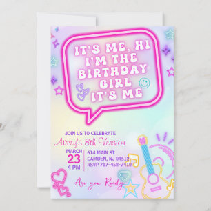 Invitation C'est moi la fille d'anniversaire, à mon époque an