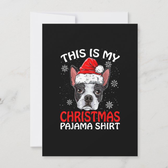 Invitation C'Est Mon Chemise De Noël Boston Terrier C (Devant)
