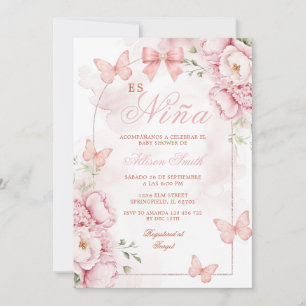 Invitation C'est Nina Papillon Rose Baby Shower