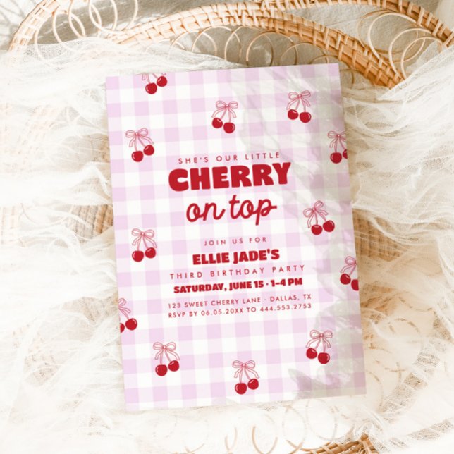 Invitation C'est notre cerise sur le gâteau d'anniversaire ro (Créateur téléchargé)
