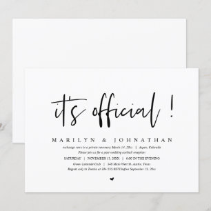 Invitation C'est officiel, dîner et fête d'élopement de maria