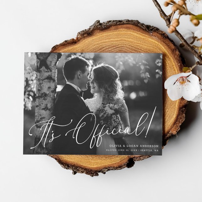 Invitation C'est officiel ! Photo de mariage chic avec écritu (Créateur téléchargé)
