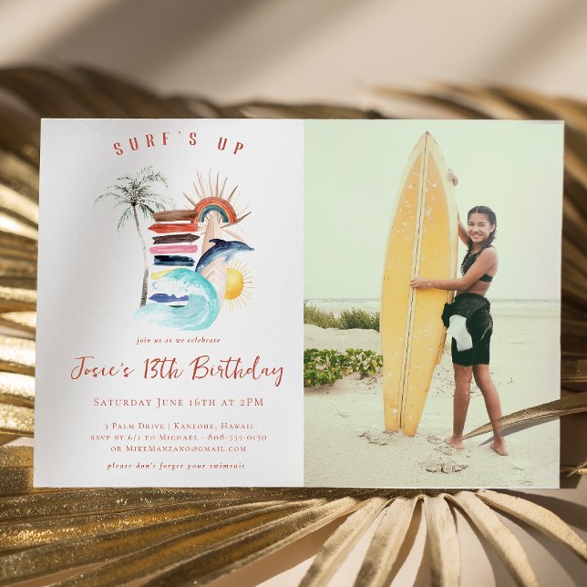 Invitation C'est parti pour la surf | Anniversaire de surf d' (Créateur téléchargé)