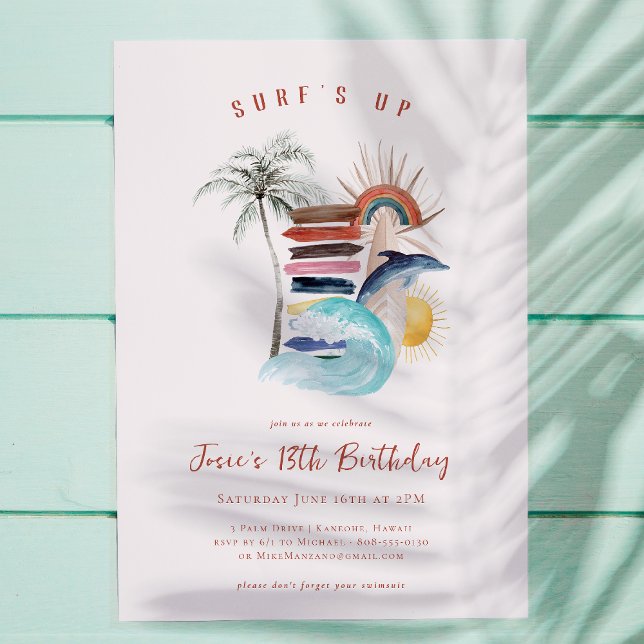 Invitation C'est parti pour la surf | Anniversaire de surf d' (Créateur téléchargé)