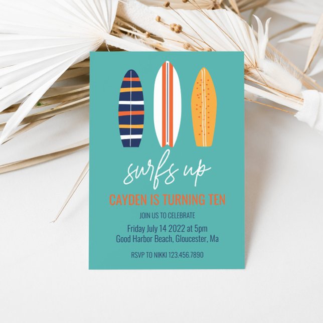 Invitation C'est parti pour le surf Fête d'anniversaire garço (Créateur téléchargé)