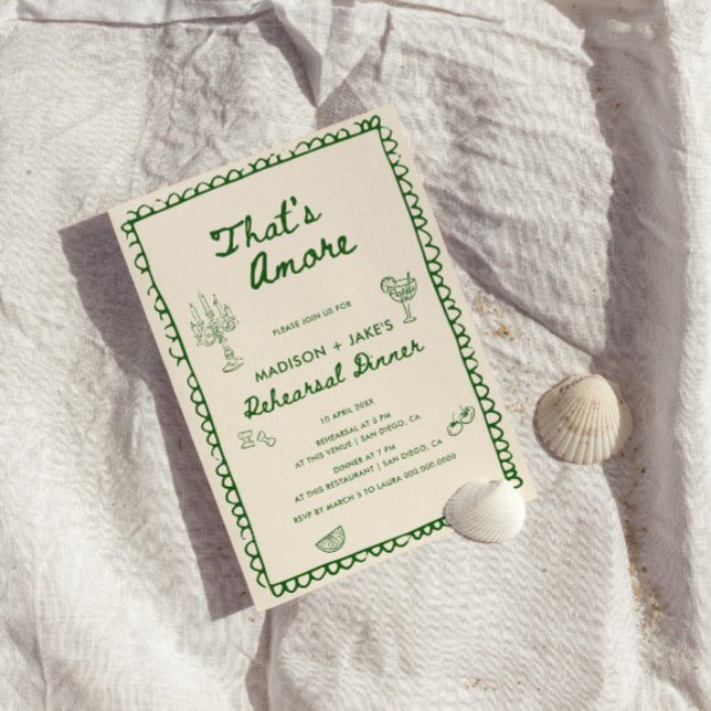 Invitation C'est plus italien Dîner de répétition à main tiré (Créateur téléchargé)