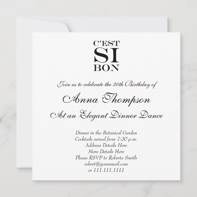 Invitation C'est si bon - C'est si bon français (Dos)