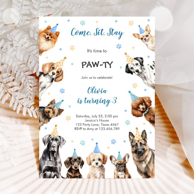 Invitation C'est temps de faire la Paw-tie Animaux de fête An (Créateur téléchargé)