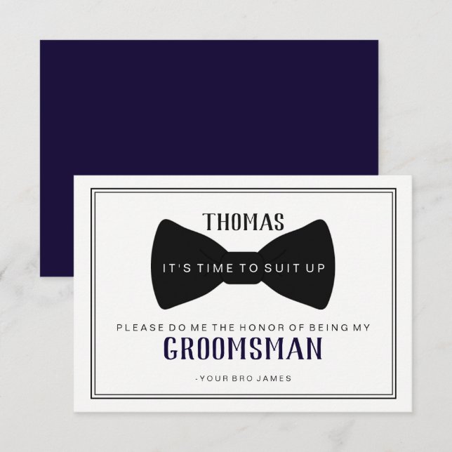 Invitation C'est temps de s'habiller en garçon d'honneur - No (Devant / Derrière)