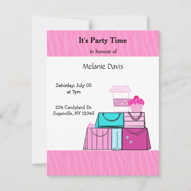 Invitation C'est tout en rose Fête d'anniversaire (Devant)