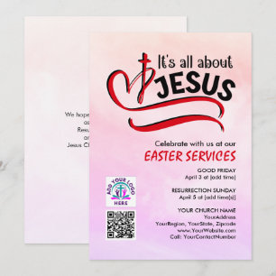 Invitation C'est tout sur Jésus Logo Code QR Église PÂQUES