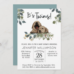Invitation C'est Twins ! Baby shower de chien