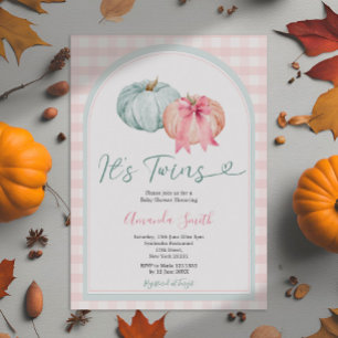 Invitation C'est Twins Blue & Pink Citrouille En vichy Baby s