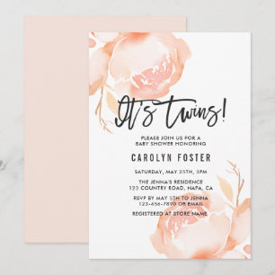 Invitation C'est Twins !Invitation de Baby showers filles