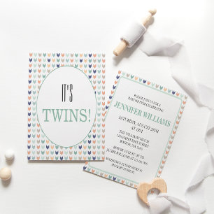 Invitation C'est Twins Modern Geometry Twins Baby shower