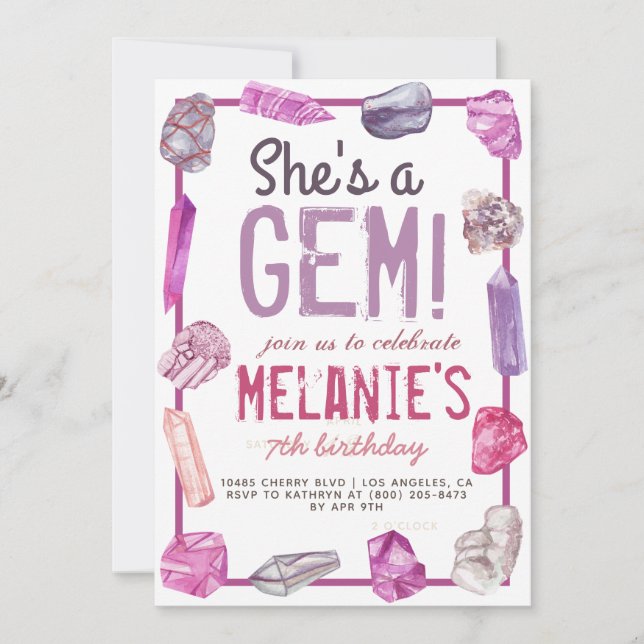 Invitation C'est un anniversaire de Gem Geology Rock (Devant)