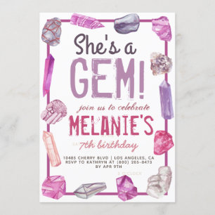 Invitation C'est un anniversaire de Gem Geology Rock