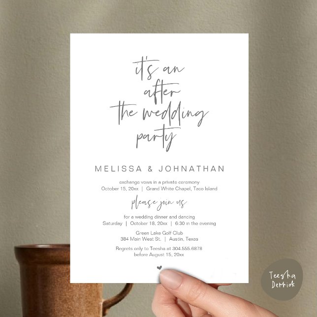 Invitation C'est un après la fête de mariage, l'élévation Mar (Happily Ever After Party, Wedding Elopement Dinner Brunch Lunch Invitation Card, PDF, Dark Grey)