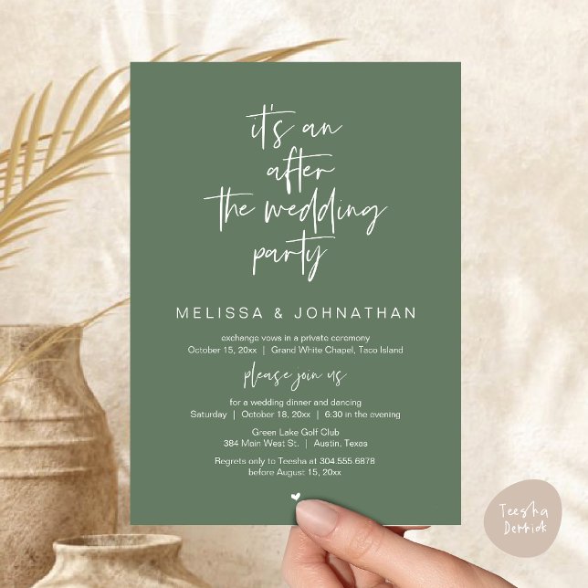 Invitation C'est un après la fête de mariage, l'élévation Mar (Happily Ever After Party, Wedding Elopement Dinner Brunch Lunch Invitation Card, PDF, Greenery Sage)