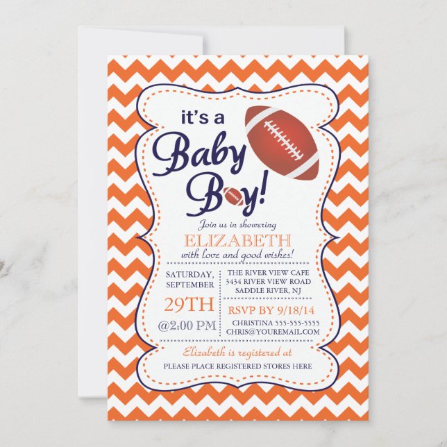 Invitation C'est un Baby Boy Football Baby shower Invitatatio (Devant)