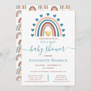 Invitation C'est un Baby shower Arc-en-ciel Boy Boho