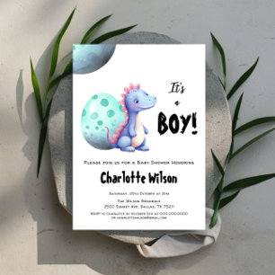 Invitation C'est un Baby shower Boy Cute Watercolor Dinosaur