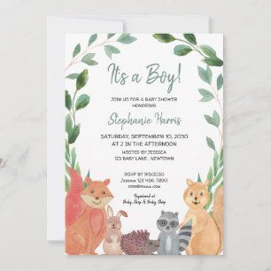 Invitation C'est un Baby shower d'animaux boisés