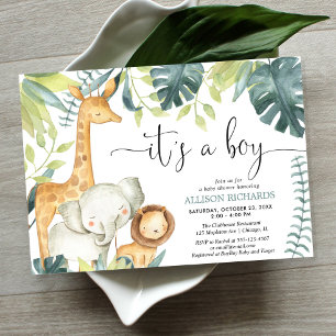 Invitation C'est un baby shower d'animaux safari d'aquarelle