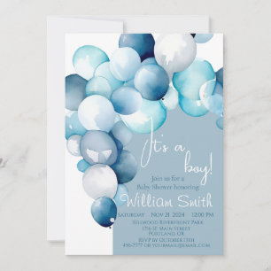 Invitation C'est un baby shower d'arche de ballons bleu garço