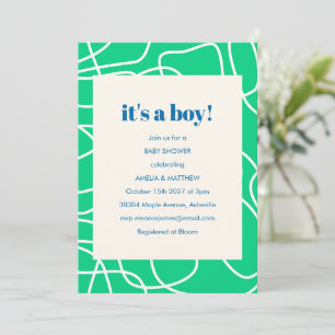 Invitation C'est un Baby shower d'art moderne Garçon Green Li