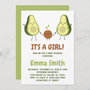 Invitation C'est un Baby shower d'Avocado mignonne pour fille